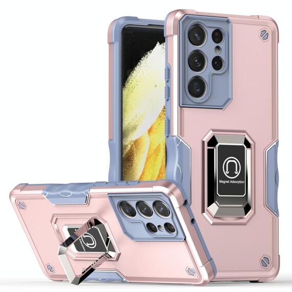Per Samsung Galaxy S21 Ultra 5G Supporto per anello anello antiscivolo Cassa del telefono (oro rosa)