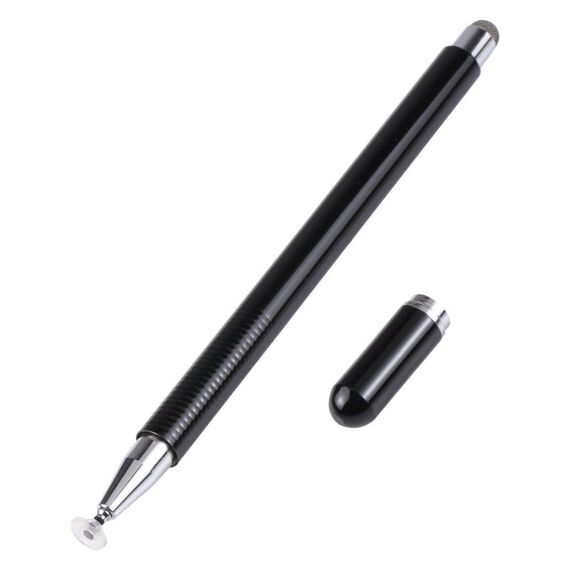 361 2 in 1 Penna stilo di dischi in silicone universale con penna da scrittura del telefono cellulare e cappuccio magnetico (nero)