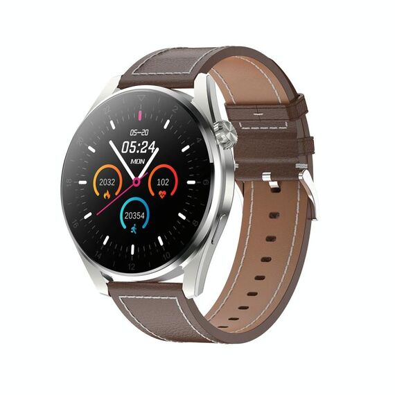 T3 IP68 1,36 pollice con cinturino in pelle Schermo a colori Smart Watch (Brown)
