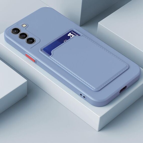 Per Samsung Galaxy S22 + 5G Pelle Skin Feel card a contrasto Colore tasto TPU Cassa del telefono (grigio)