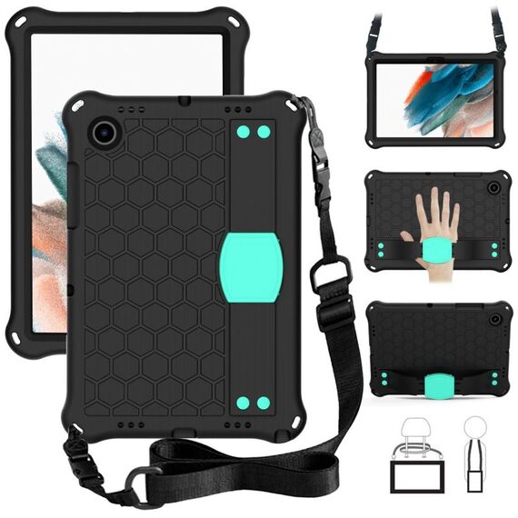 Per Galaxy Tab A8 10.5 2021 x200 / x205 Honeycomb Eva + PC Tablet Case con cinturino (nero + menta verde)