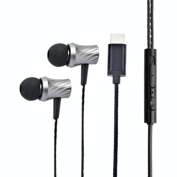 2 PZ TS1812 Tys1812 Type-C Plug In-Ear Digital Wired Auricolare con microfono (nero)