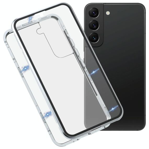 Per Samsung Galaxy S22 5G HD Case in vetro temperato in metallo magnetico (argento)