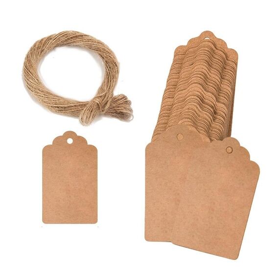 5 borse 100 pz / borsa Tag regalo di carta Kraft Hang Tags (L-16)