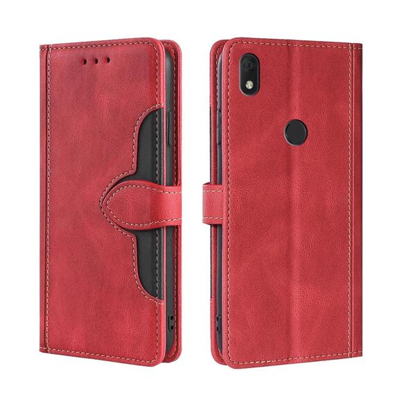 Per Alcatel Axel / Lumos Skin Feel Cappello di paglia Casetta magnetica Cassa del telefono in pelle (rosso)
