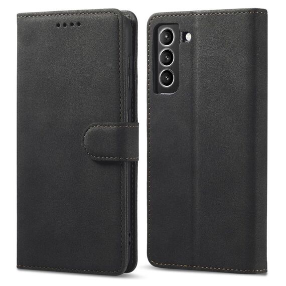 Per Samsung Galaxy S21 Ultra 5G Spazzola antifurto smerigliato Caso in pelle flip orizzontale con supporto e carte e portafoglio (nero)