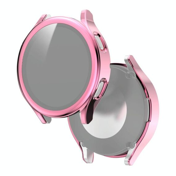 Per Samsung Galaxy Watch4 40mm PC elettroplapato da 40 mm + custodia protettiva integrata integrata in vetro temperato (rosa)