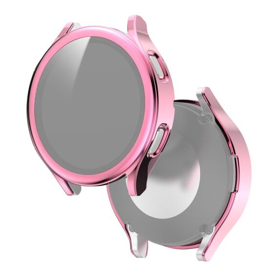 Per Samsung Galaxy Watch4 44 mm PC elettroplapato + custodia protettiva integrata in vetro temperato (rosa)