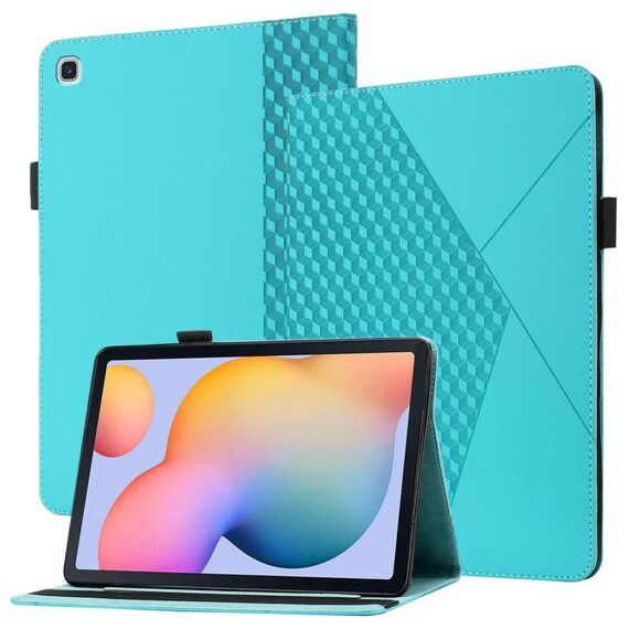 Per Samsung Galaxy Tab S6 Lite SM-P610 / T615 Pelle Rhombus Sensazione della pelle orizzontale Flip Tablet Caso in pelle con slot e supporto per carte (lago blu)