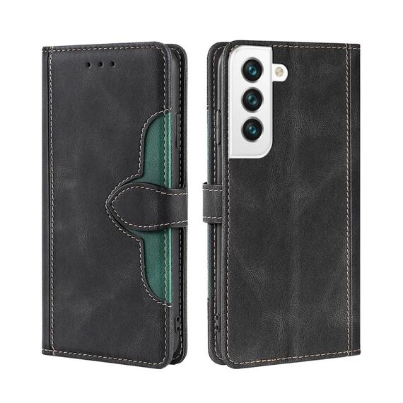 Per Samaung Galaxy S22 5G Pelle Sensazione della pelle Cappello della paglia Caso in pelle flip orizzontale con supporto e slot per schede (nero)