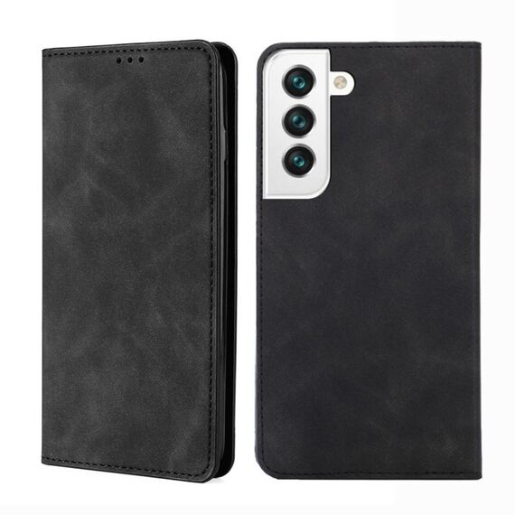 Per SAMAUNG GALAXY S22 5G Skin Feel custodia a flip orizzontale magnetica con supporto e slot per schede (nero)