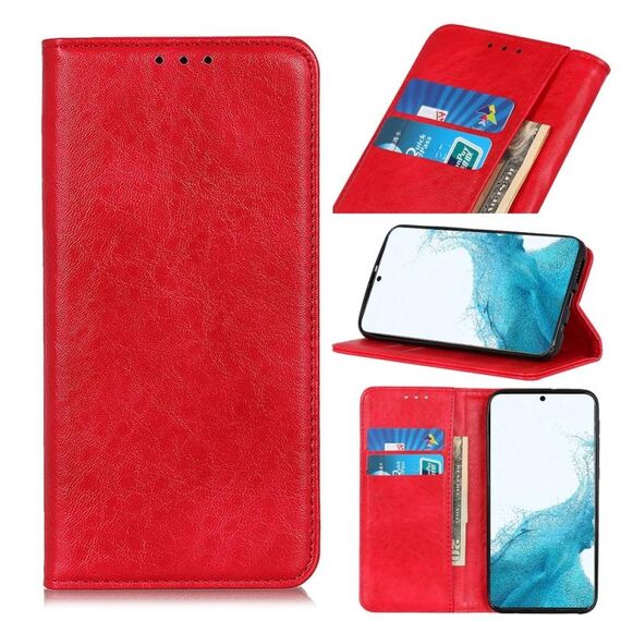 Per Samsung Galaxy S22 5G Magnetico Crazy Horse Texture Custodia in cuoio orizzontale in pelle con supporto e carte slot e portafoglio (rosso)