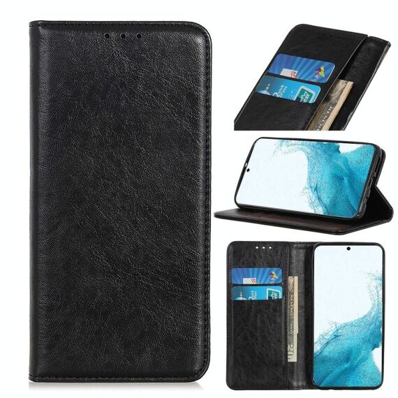 Per Samsung Galaxy S22 5G Magnetic Crazy Horse Texture orizzontale flip custodia in pelle con supporto e carte slot e portafoglio (nero)
