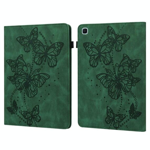Per Samsung Galaxy Tab S6 Lite P610 / P615 Butterfalla in rilievo modello in pelle orizzontale in pelle flip in pelle (verde)