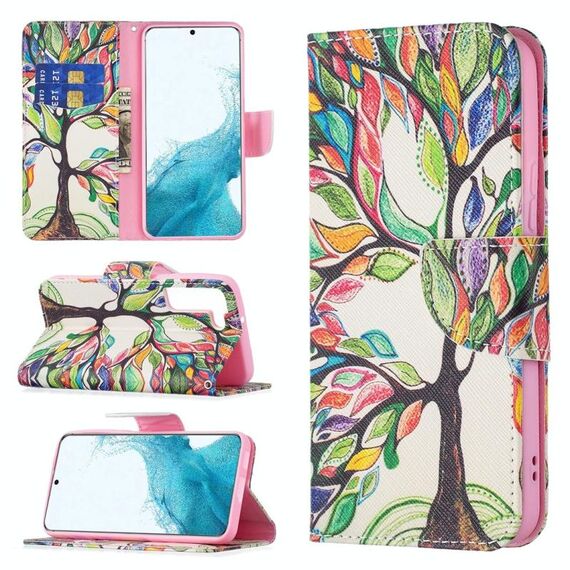 Per Samsung Galaxy S22 5G Pattern colorato modello di disegno orizzontale flip custodia in pelle con supporto e slot per schede e portafoglio