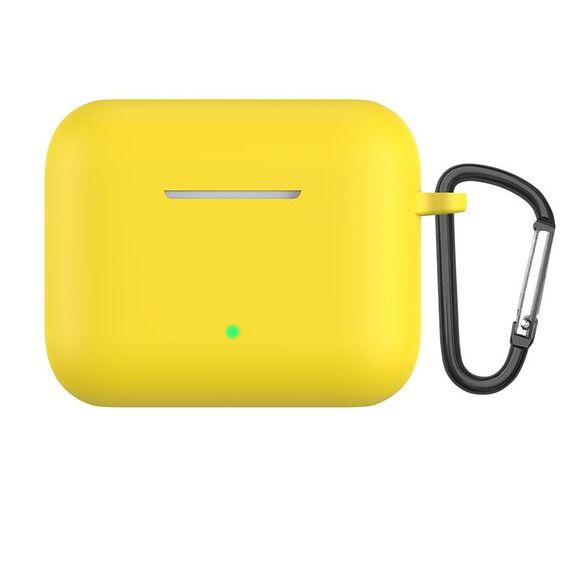 Custodia protettiva per auricolari in silicone a colori solido con gancio per onore auricolari x2 (giallo)