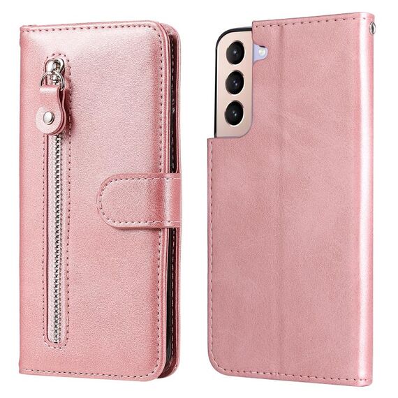 Per Samsung Galaxy S22 5G texture di vitello con cerniera con cerniera custodia orizzontale in pelle flip (oro rosa)
