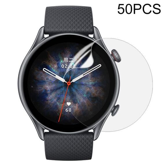 50 PCS curvo Materiale composito 3D Protezione schermo del film morbido per AmazFit Gtr 3 Pro