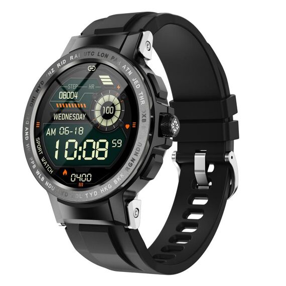 E19 Orologio a colori da 1,28 pollici Smart Smart Orologio, IP68 Impermeabile, Supporto Monitoraggio della frequenza cardiaca / Monitoraggio della pressione sanguigna / Monitoraggio dell'ossigeno del sangue / Monitoraggio del sonno (nero)