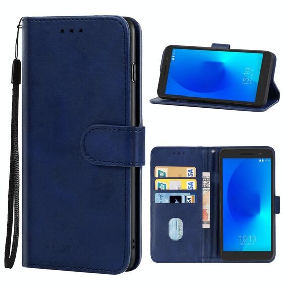 Custodia per cellulare in pelle per Alcatel 1/1 2019 e 2021 / Vodafone Smart E9 (blu)