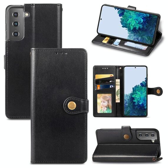 Per Samsung Galaxy S22 5G Cassa del telefono in pelle di colore solido (nero)