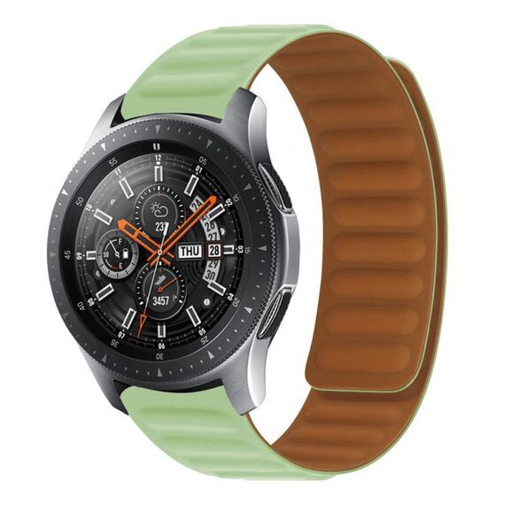 Banda di orologi magnetici in silicone per Huawei Watch GT2 46mm, larghezza: 22mm (verde fiore)