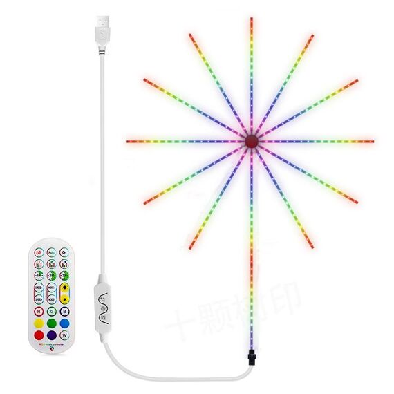 224 LED USB Christmas Fireworks RGB Music Atmosphere Meteor Light