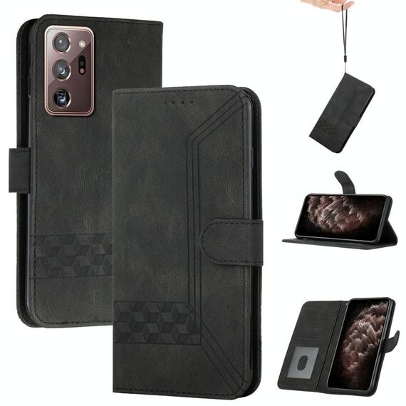 Per Samsung Galaxy S21 Ultra 5G Self cubic Self Case in pelle flip in pelle (nero)