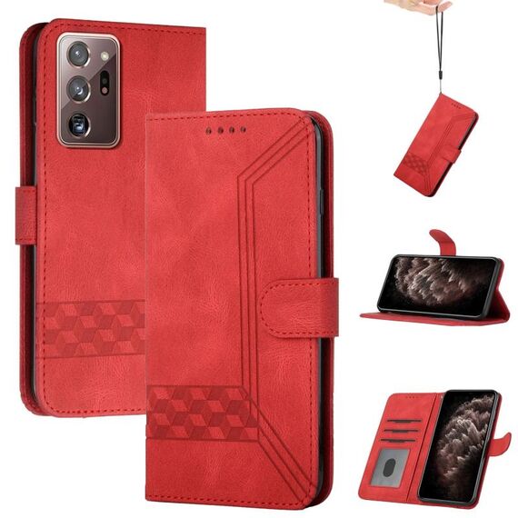 Per Samsung Galaxy S21 Ultra 5G cubic shelt self custodia in pelle flip (rosso)