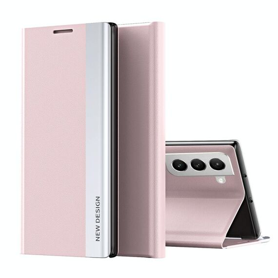 Per Samsung Galaxy S22 5G Custodia a flip uniforme ultra-sottile multiplata elettroplata con supporto con supporto (rosa)