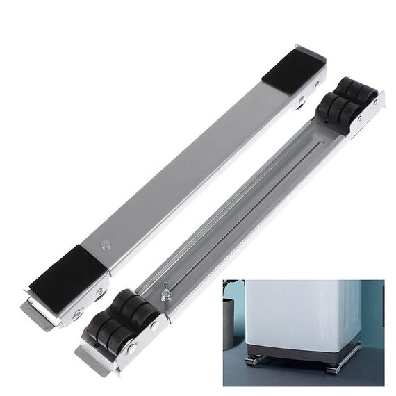 2 PCS Lavatrice Stand Base frigorifero regolabile mobile (argento)