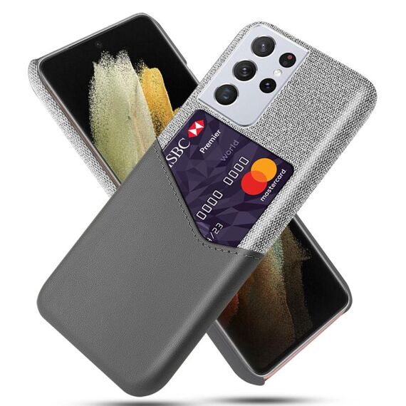 Per Samsung Galaxy S21 Ultra 5G Texture di storage PC + Custodia posteriore in pelle PU Custodia antiurto con slot per schede (grigio)