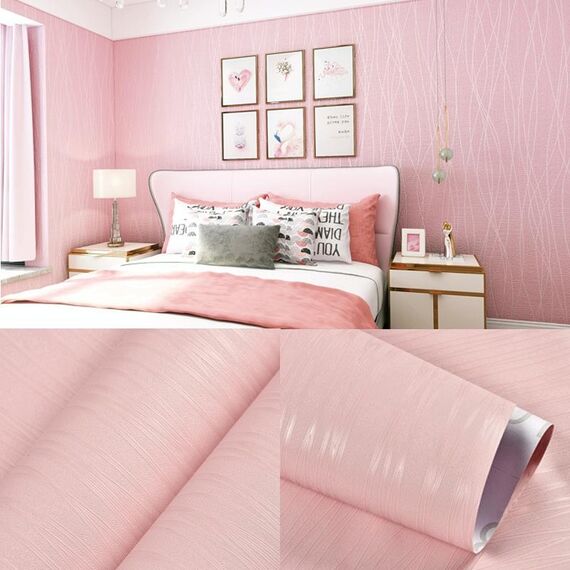 0.6 x 5m Stile pastorale Damasco PVC Sfondo autoadesivo Sfondi Ristorante Milk Tea Shop Adesivi di vetro (Moonlight Light Pink)