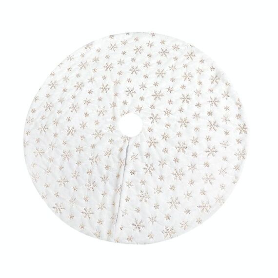 Albero di Natale Peluche Senza paillettes ricamato Skirt decorativo in basso, Dimensioni: 120 cm (oro)