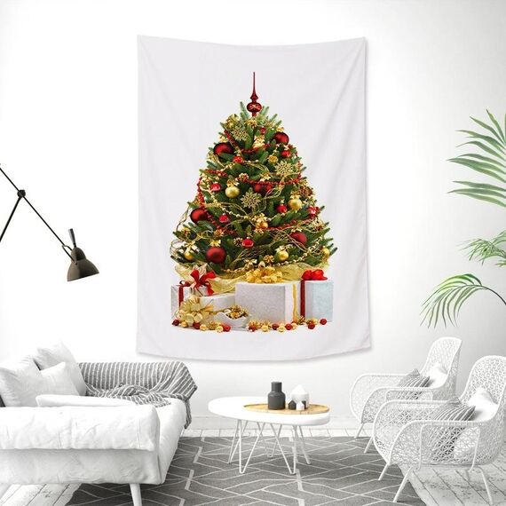 Tappezzeria rettangolare albero di natale Peach Skin Tapestry Murale Decorazione di Natale Tappezzeria, Dimensioni: 100x150cm (11)