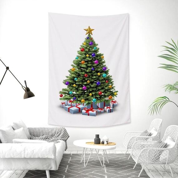 Tappezzeria rettangolare albero di natale Peach Skin Tapestry Murale Decorazione di Natale Tappezzeria, Dimensioni: 145x215 cm (2)