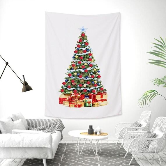 Rettangolare albero di natale pesca pelle tappezzeria tappezzeria murale decorazione natalizia arazzo, dimensioni: 145x215 cm (6)