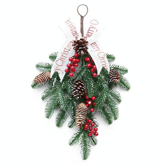 Sywa37 50 cm a testa in giù decorazione dell'albero di Natale PE rosso frutta parete appeso rattan