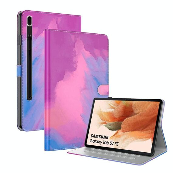 Per Samsung Galaxy Tab S7 FE 12.4 pollici 2021 T730 / T736 Tensione Tensione ACQUATOR SHOCK PELLE FACCIA MAGNETIC Horizontal flip custodia in pelle PU con supporto e carte slot e cornice fotografica (rosso viola)