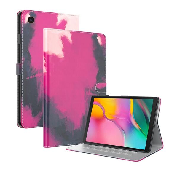 Per Samsung Galaxy Tab a 10.1 2019 T515 / T510 Tensione ACQUATOR SHOCK PELLE FACCIA MAGNETIC Horizontal flip custodia in pelle PU con supporto e carte slot e foto cornice (Berry)