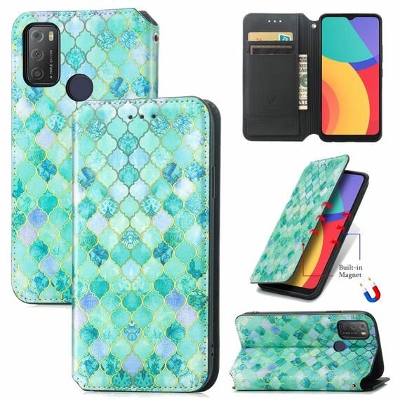Per Alcatel 1s (2021) Custodia in pelle flip orizzontale multipla colorata con supporto e carta Slot & Portafoglio (Emerald)