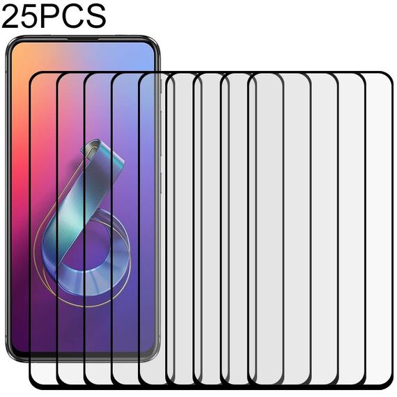 Per ASUS Zenfone 6 ZS630KL 25 PCS Full Glue Pellicola in vetro temperato a schermo intero (nero)