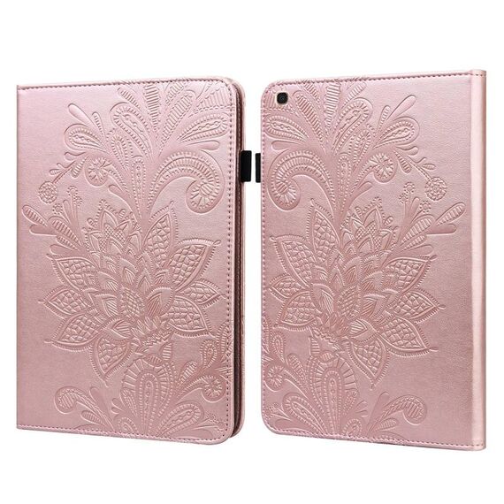 Per Samsung Galaxy Tab A 10.1 2019 T510 PICE FIORE GIOVAMENTO EMBOSSATORE Custodia orizzontale in pelle flip con titolare e slot per schede e portafoglio e cornice per foto (oro rosa)