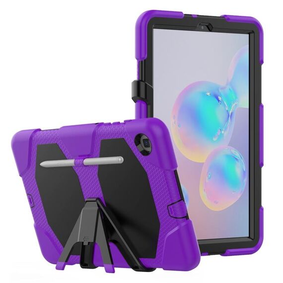 Per Samsung Galaxy Tab S6 Lite P610 Custodia protettiva antiurto in silicone colorato + PC con supporto e slot per penna (viola)