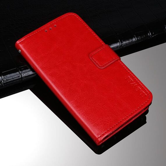 Per Asus Zenfone 8 Flip Idewei Crazy Horse Texture Custodia in cuoio orizzontale in pelle con supporto e carte e portafoglio (rosso)