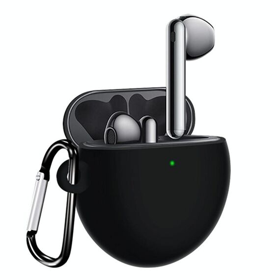 Per Huawei FreeBuds 4 Copertura intera Custodia protettiva wireless in silicone impermeabile con gancio (nero)