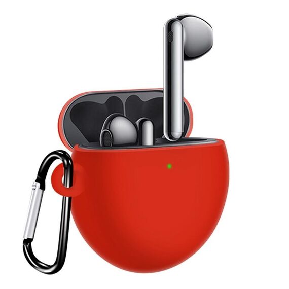 Per Huawei FreeBuds 4 Custodia integrale impermeabile Silicone Cassa protettiva auricolare senza fili con gancio (rosso)