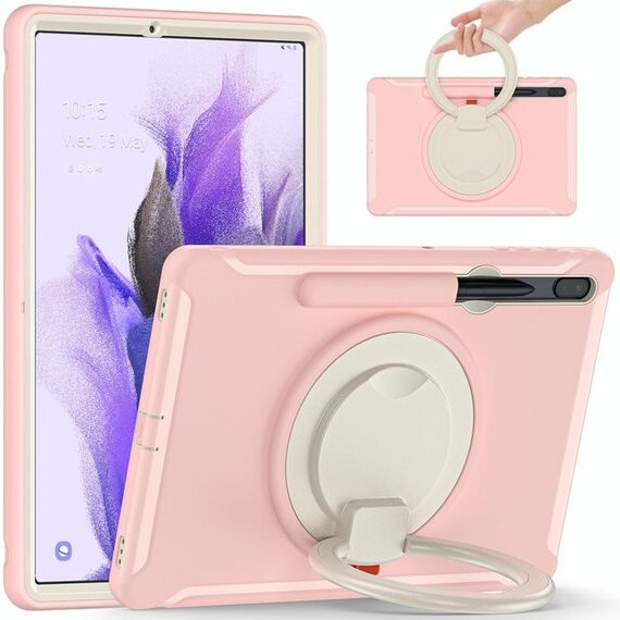 Per Samsung Galaxy Tab S8 + / TAB S8 PLUS / TAB S7 FE / TAB S7 + / S7 FE / TAB S7 + / S7 FE 12,4 pollici T970 TPU antiurto TPU + custodia protettiva per PC con rotazione a 360 gradi Pieghevole con impugnatura Porta a presa e slot per penna (fiori di cilie
