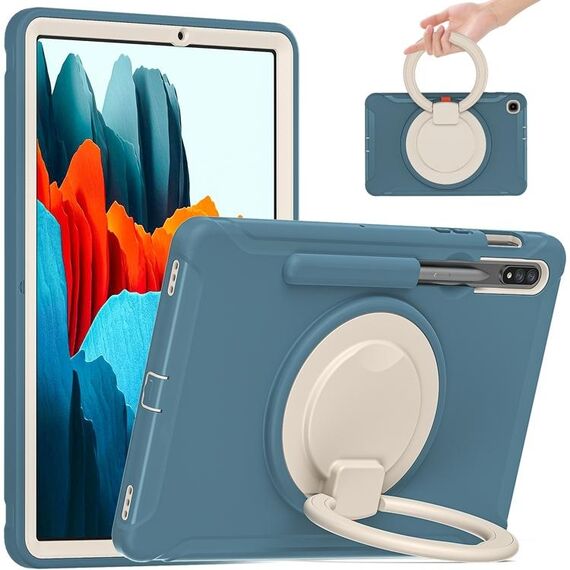 Per Samsung Galaxy Tab S8 / GALAXY TAB S7 870 TPU antiurto TPU + custodia protettiva PC con rotazione a 360 gradi Pieghevole con impugnatura con supporto per impugnatura e slot a penna (fiordaliso blu)