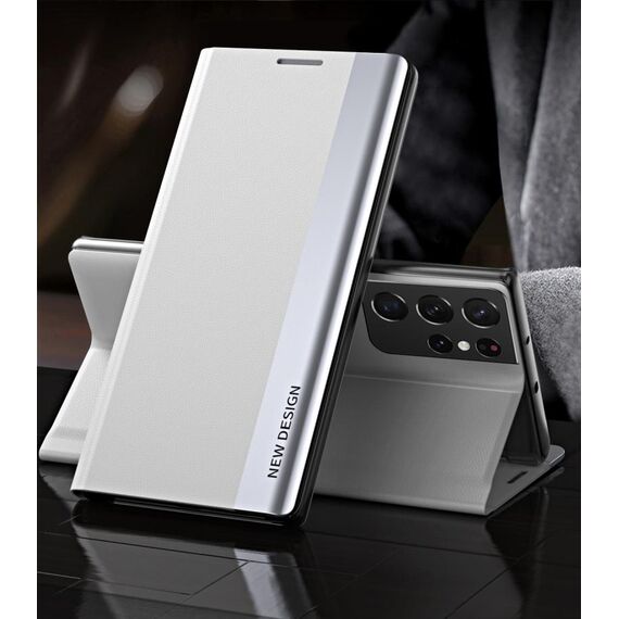 Per Samsung Galaxy S21 Ultra 5G laterale custodia a flip a flip ultra-sottile elettroplavata con supporto con supporto (argento)